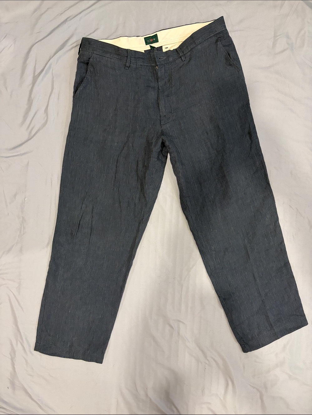 Jcrew Men's Linen Navy Pinstripe Trousers